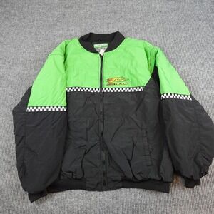 Arctic Cat Jacket Mens Large Green Black Bomber Insulated Full Zip Snowmobile